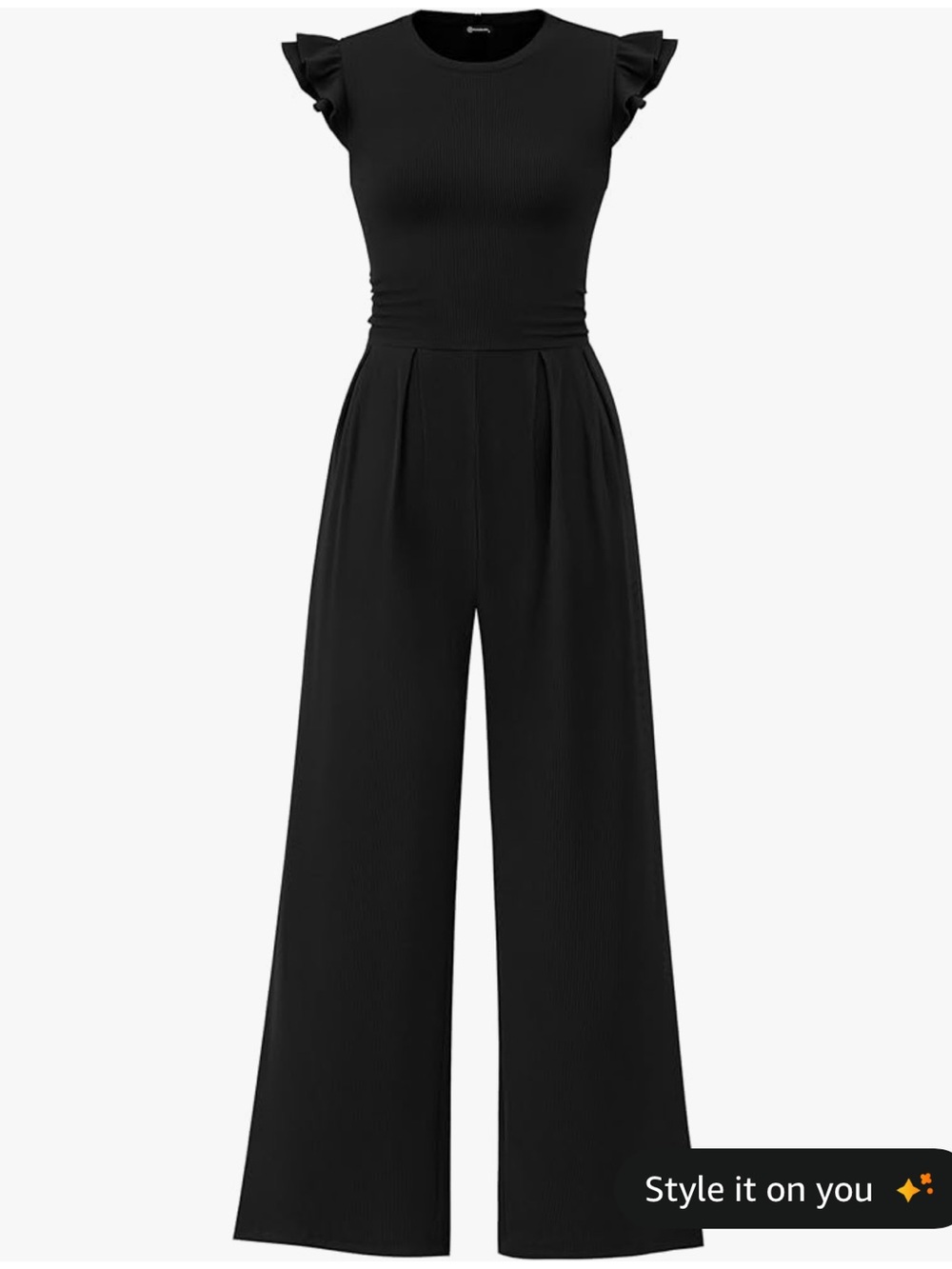 PrettyGarden Black Ribbed Summer Jumpsuit